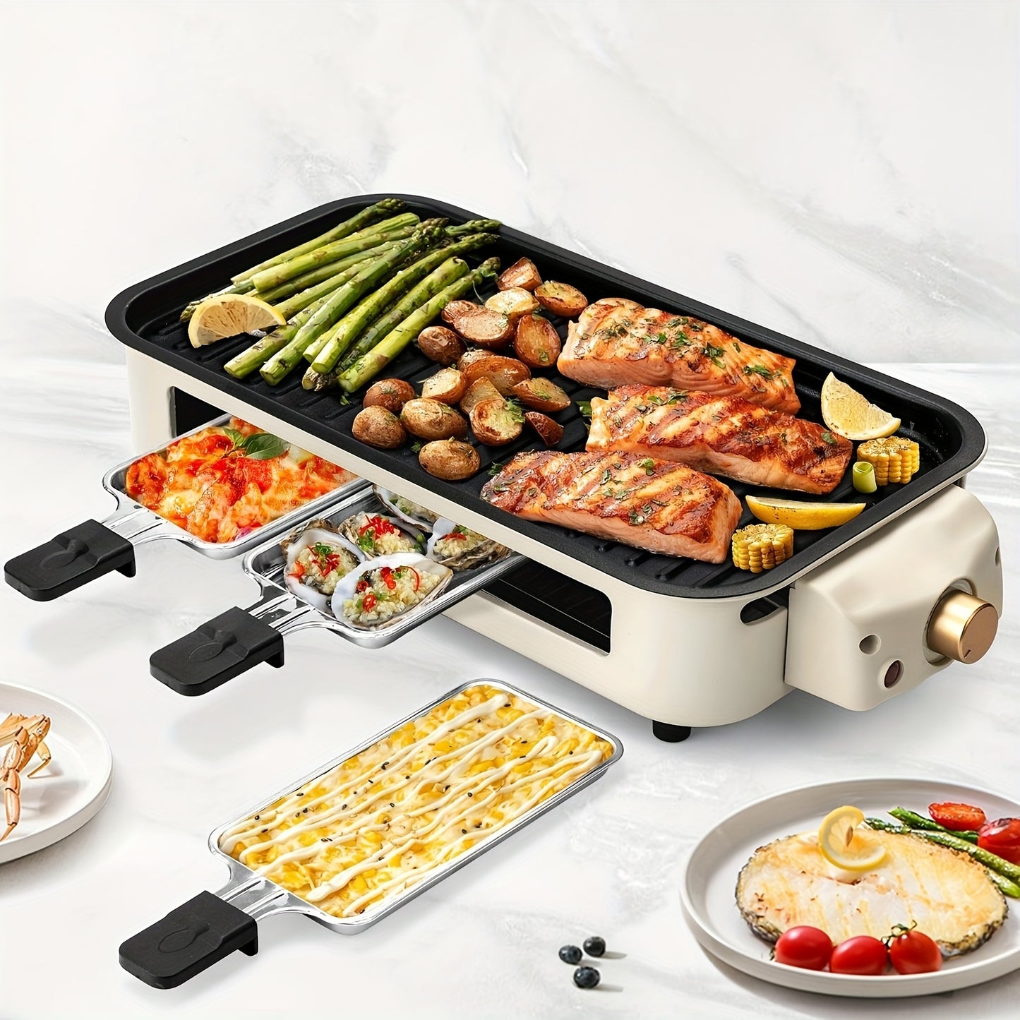 SUSTEAS Smokeless Electric Grill Indoor Nonstick Plate