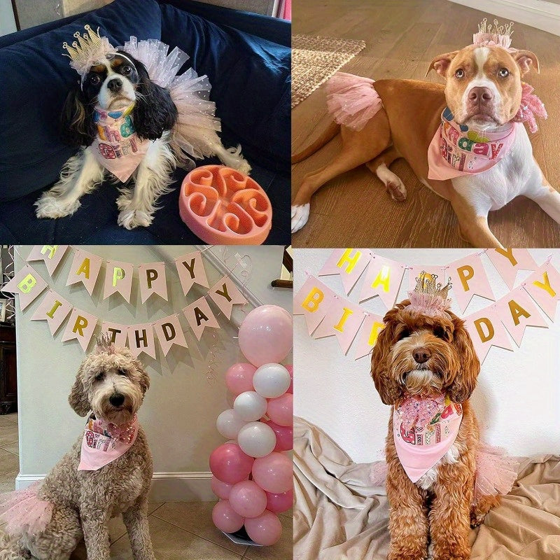 Dog Birthday Party Supplies Set with Hats and Banners