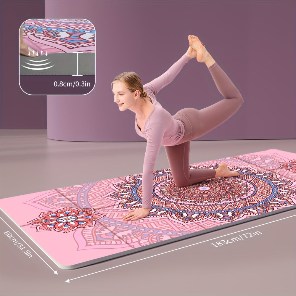 Foldable TPE Yoga Mat With Geometric Floral Print Design