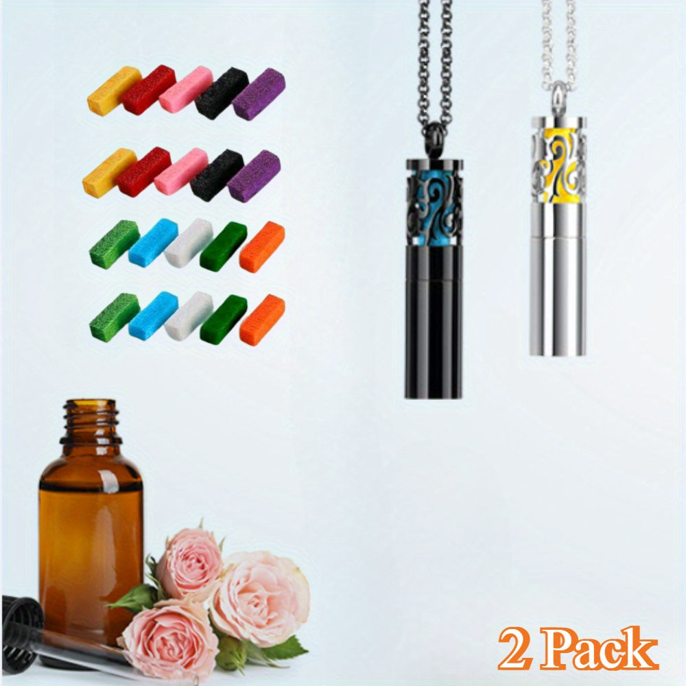 Aromatherapy Necklace Set with Stainless Steel Storage and Felt Pads