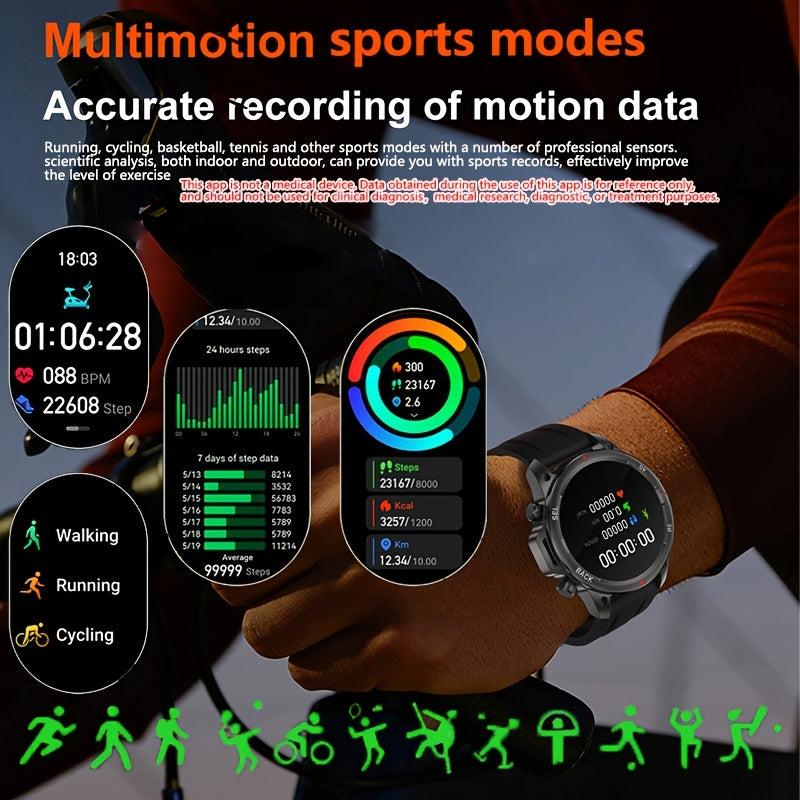 Men's GPS Smart Watch - LED Backlight, 360° HD Screen, AI Voice, Wireless Calls & NFC | Stainless Steel/Silicone Band, Compass, Sports Modes, Father's Day Gift - Revitalize Mind Body