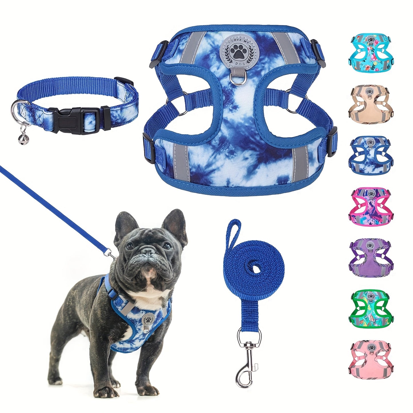 BEAUTYZOO No-Pull Dog Harness Collar And Leash Set