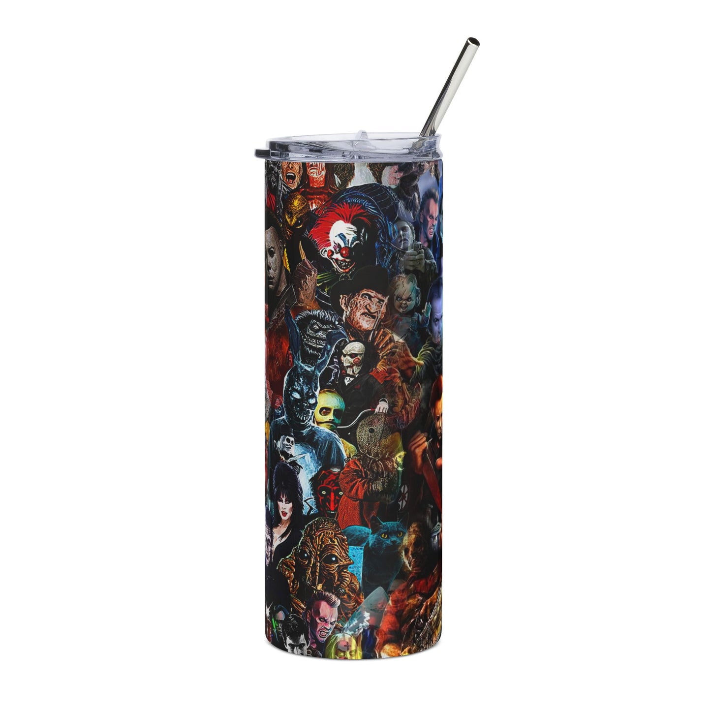 Horror Collage Tumbler Stainless Steel Creepy Movie Villains Travel Cup - Revitalize Mind Body