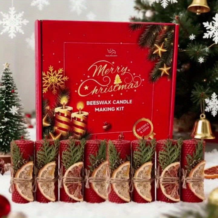 Beeswax Taper Candles Christmas Gift Box Eight Candles