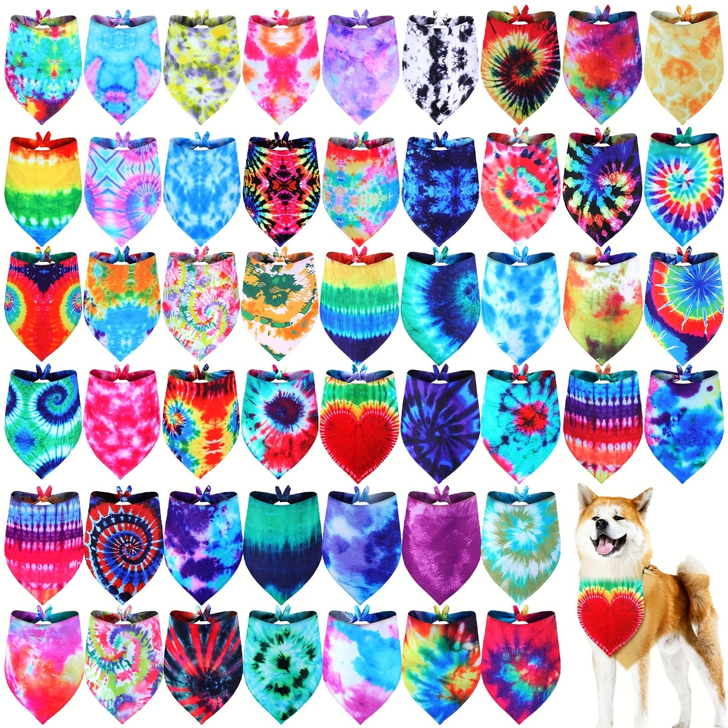 Tie Dye Dog Bandanas Bulk for Pet Grooming and Parties