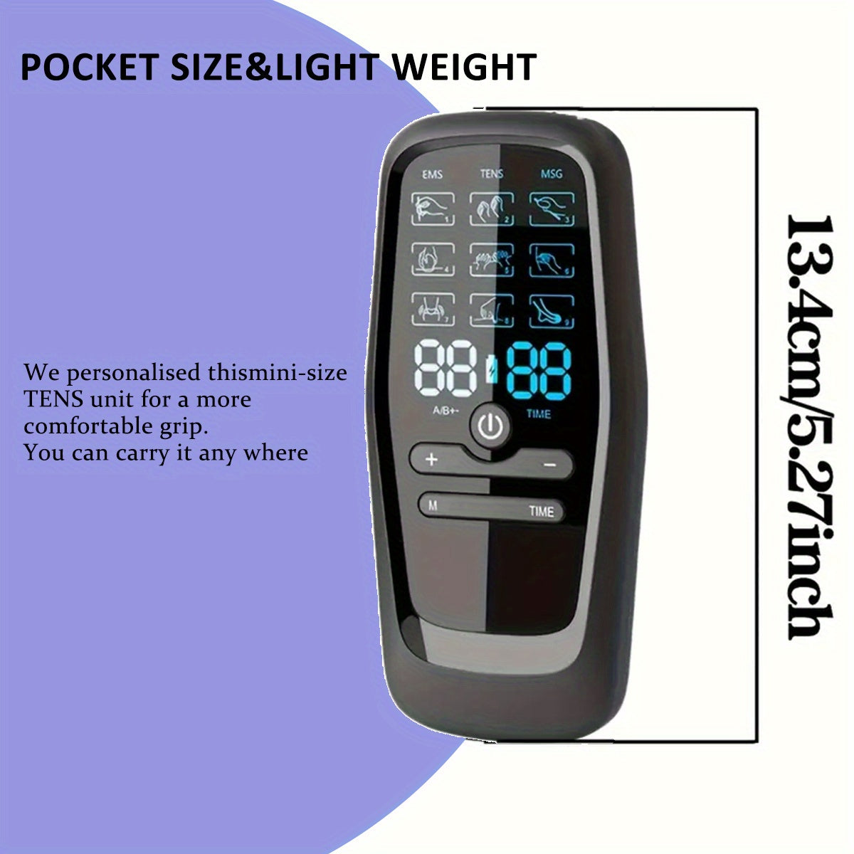 Dual Channel TENS+EMS Muscle Stimulator - Rechargeable Electric Massager with Heat Relax for Muscle Relaxation & Recovery - Includes 8 Reusable Pads, Digital Display, USB Charging, Portable Design for Back, Arms, Shoulders, L - Revitalize Mind Body