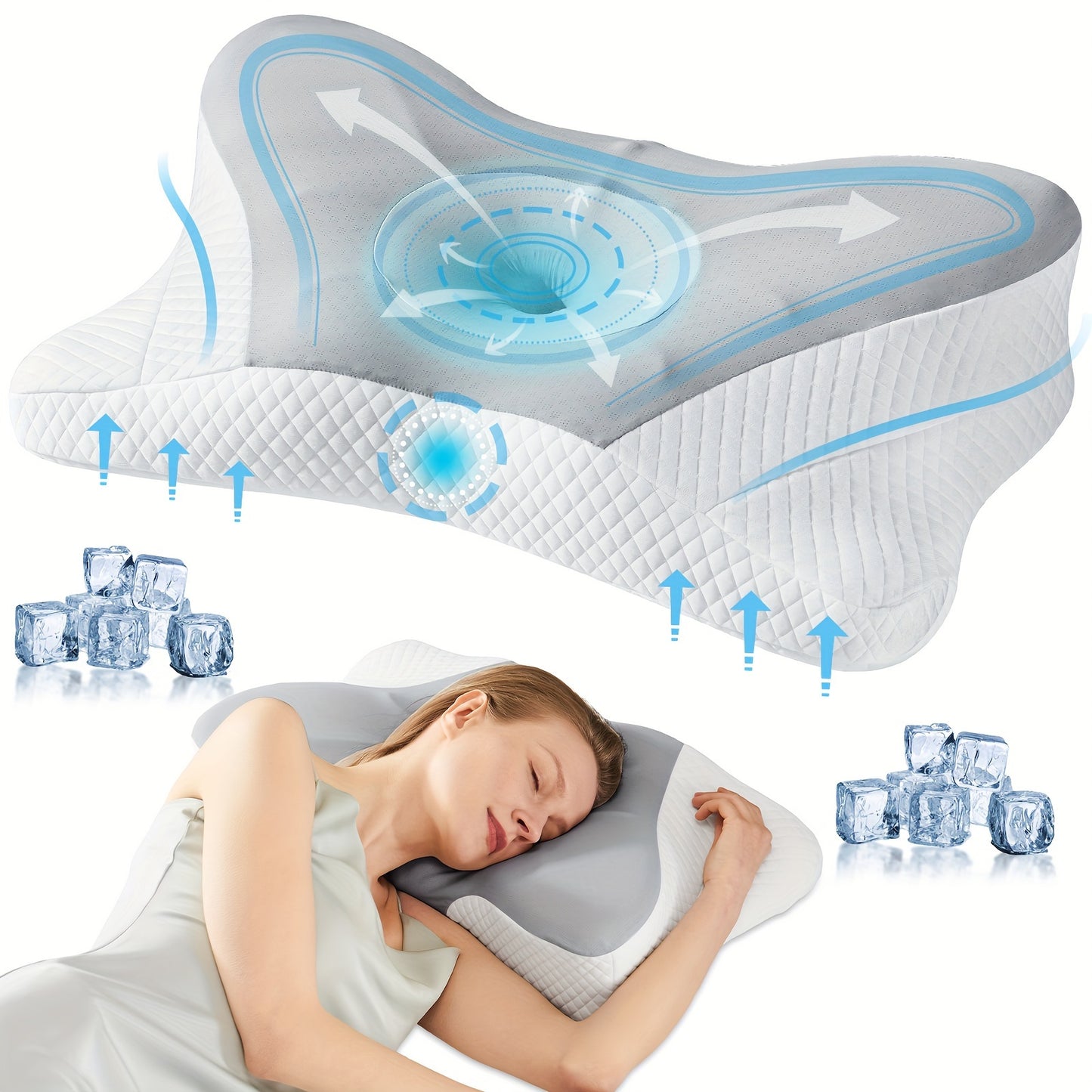 OLIXIS Cervical Neck Pillow Memory Foam Orthopedic Cooling Pillowcase - Revitalize Mind Body