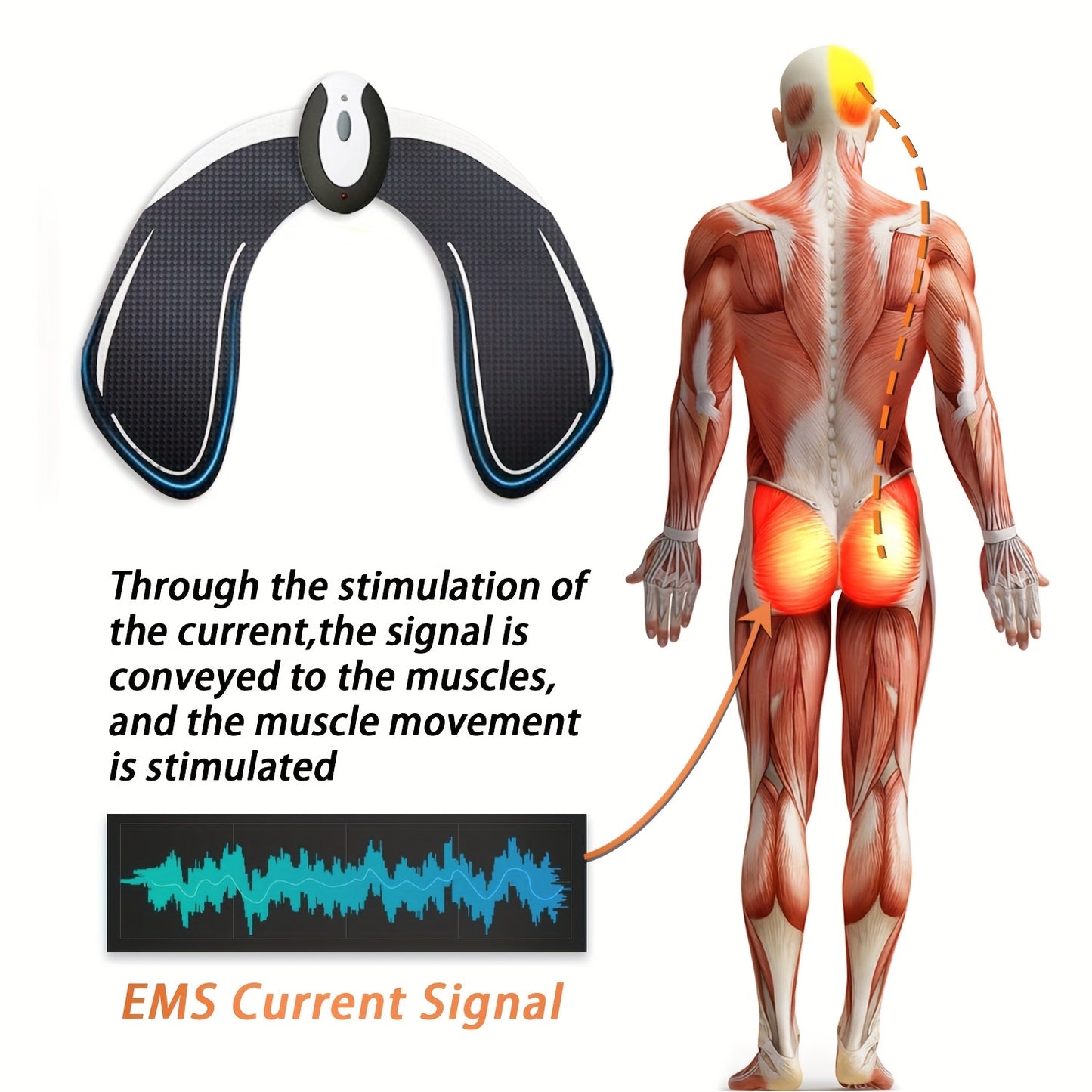 EMS Buttocks Trainer, Suitable For Buttocks, Shaping A Charming Figure, Effectively Exercising And Massaging Buttocks Muscles, With Replacement Gel Patch - Revitalize Mind Body