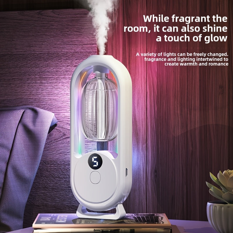 1pc Rechargeable Smart Aromatherapy Diffuser with Digital Display, Aromatherapy Humidifier,Cold Mist And Night Light - Great for Office, Bedroom, Bathroom, Includes 1 Or 3 Bottles of Essential Oils, Room Air Freshener - Revitalize Mind Body