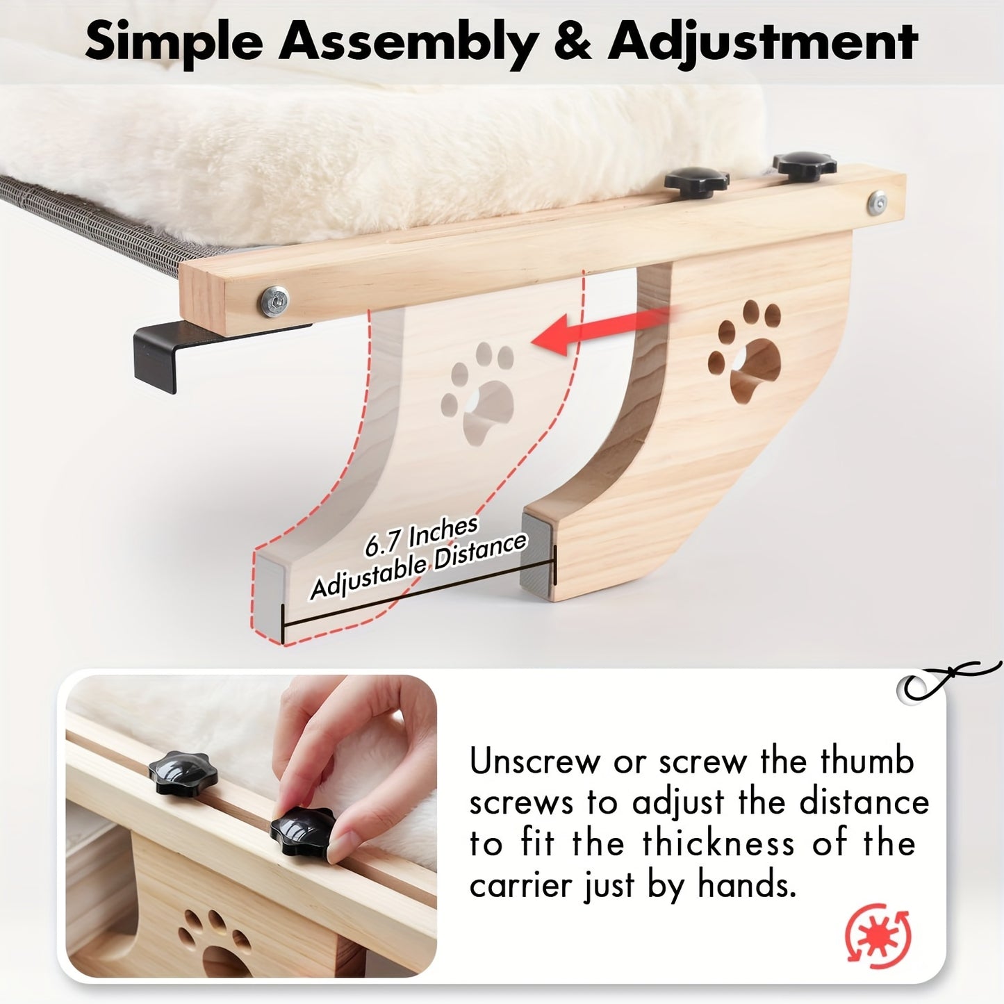 PACILACK Adjustable Cat Window Perch Hammock With Fleece