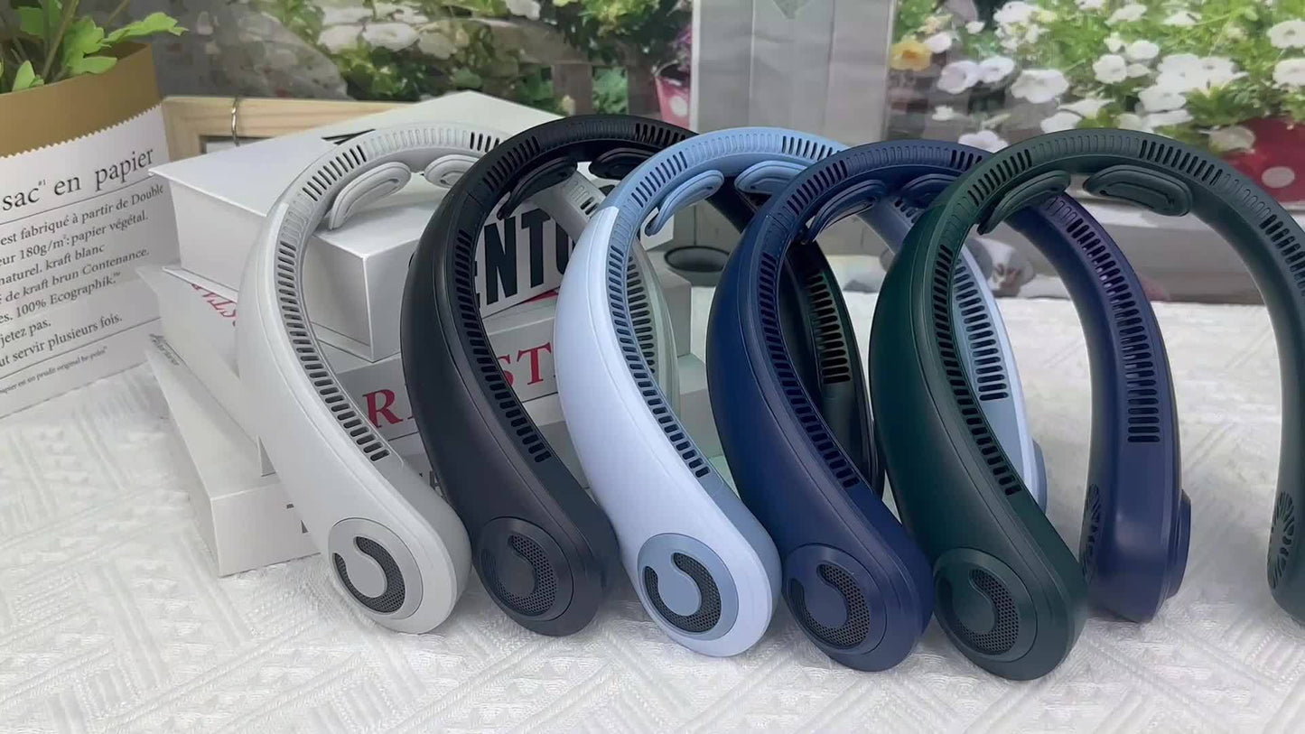 Neck Fan, Portable Personal Cooling Bladeless Sports Neck Fan, 5-Speed Wind Speed+omni-Directional Airflow + Anti-Slip Design, Ultra-Lightweight Body, Twistable Frame, Ultra-Low Noise, Suitable For Outdoor, Indoor, Travel And - Revitalize Mind Body