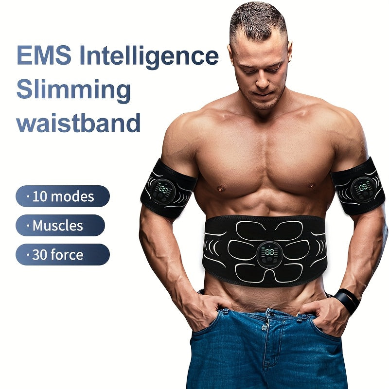 EMS Fitness Belt Three Piece Set, Thickened Fitness Belt, Home Fitness Equipment, Muscle Stimulator, Abdominal Muscle Shaping Belt, Arm, Abdominal, And Thigh Muscle Relaxation And Body Shaping, Valentine's Day Gift - Revitalize Mind Body