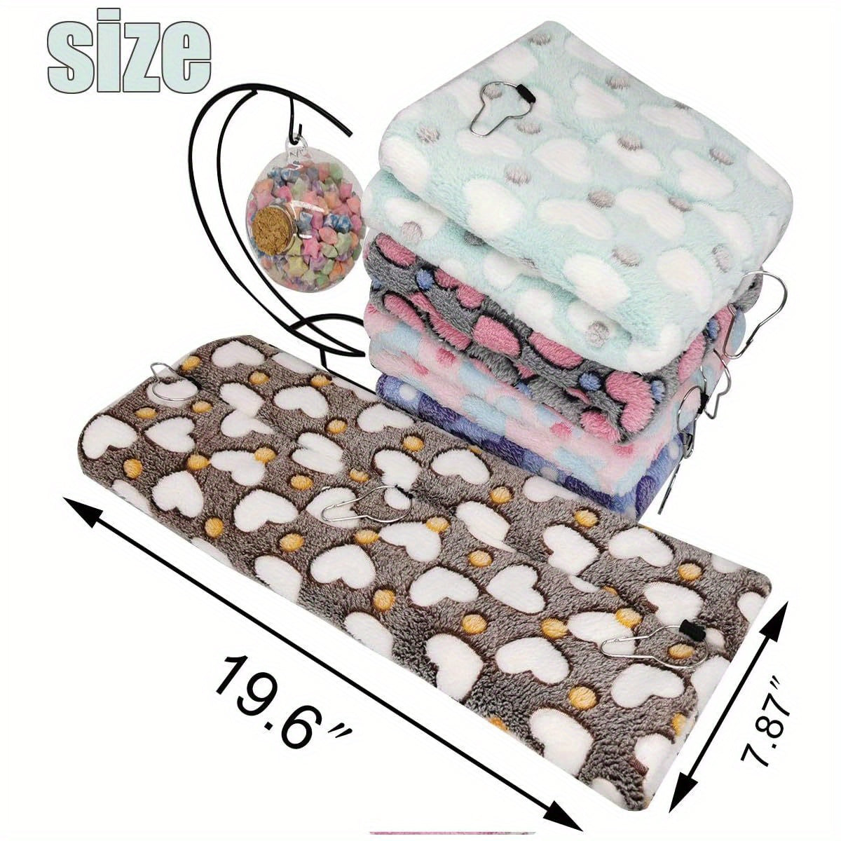 LEFTSTARER Small Animal Hammock Tunnel Heartshape Plush Bed