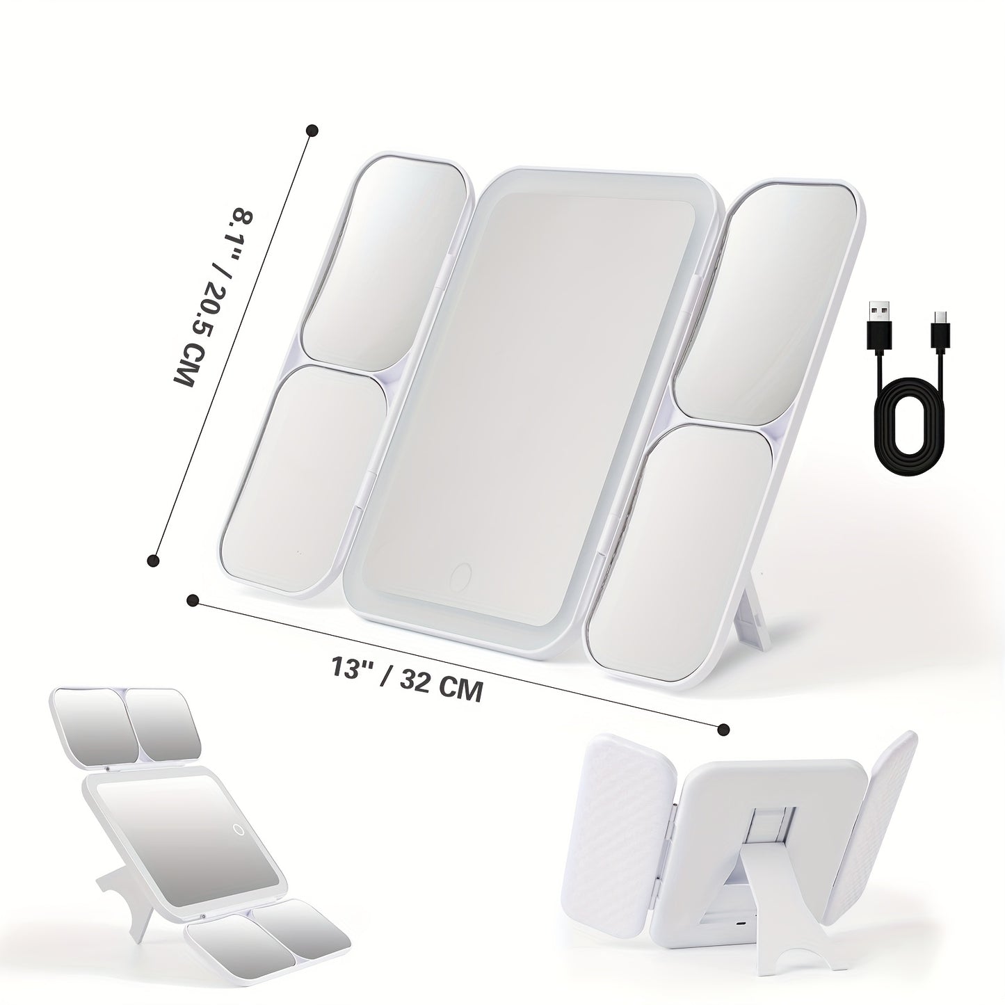 LED Makeup Mirror 5X 10X 20X 30X Magnification Foldable