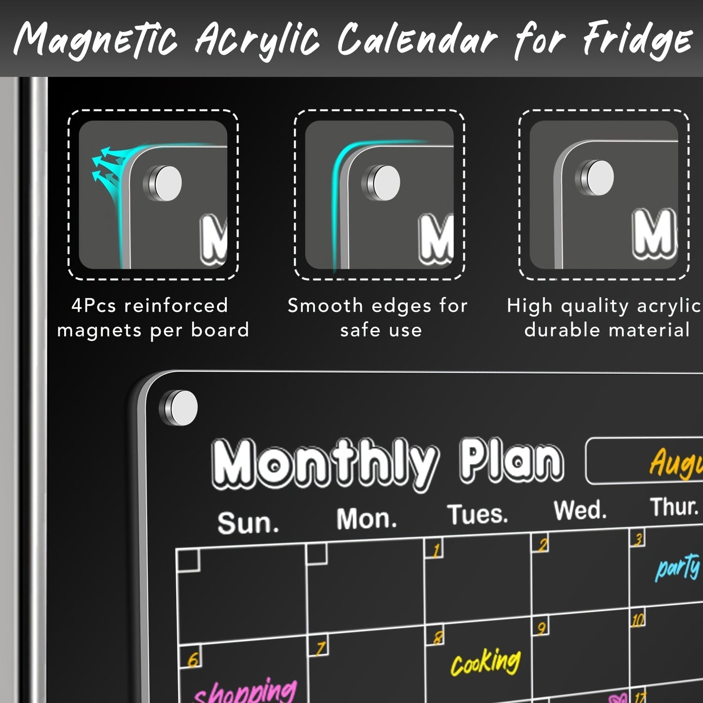 DIYMAG Acrylic Magnetic Dry Erase Calendar for Fridge