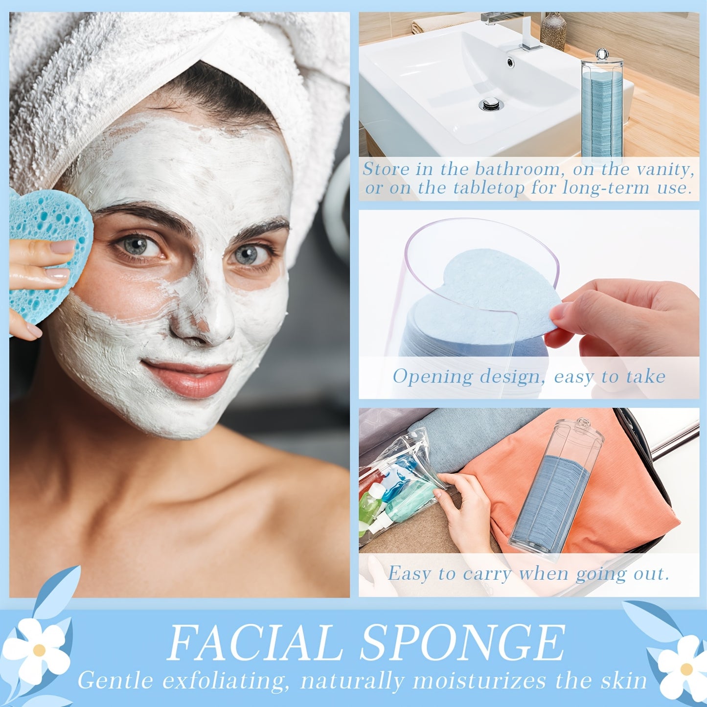 Outus Facial Sponges With Storage Container For Cleansing