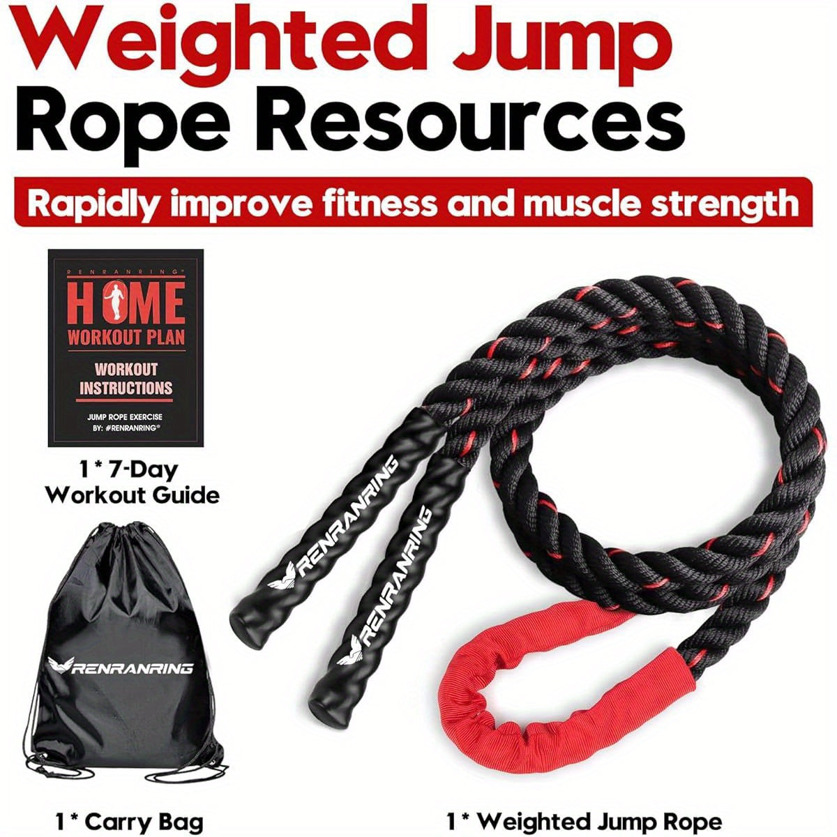 Weighted Jump Rope With 3Lb 4Lb 5Lb Weights For HIIT