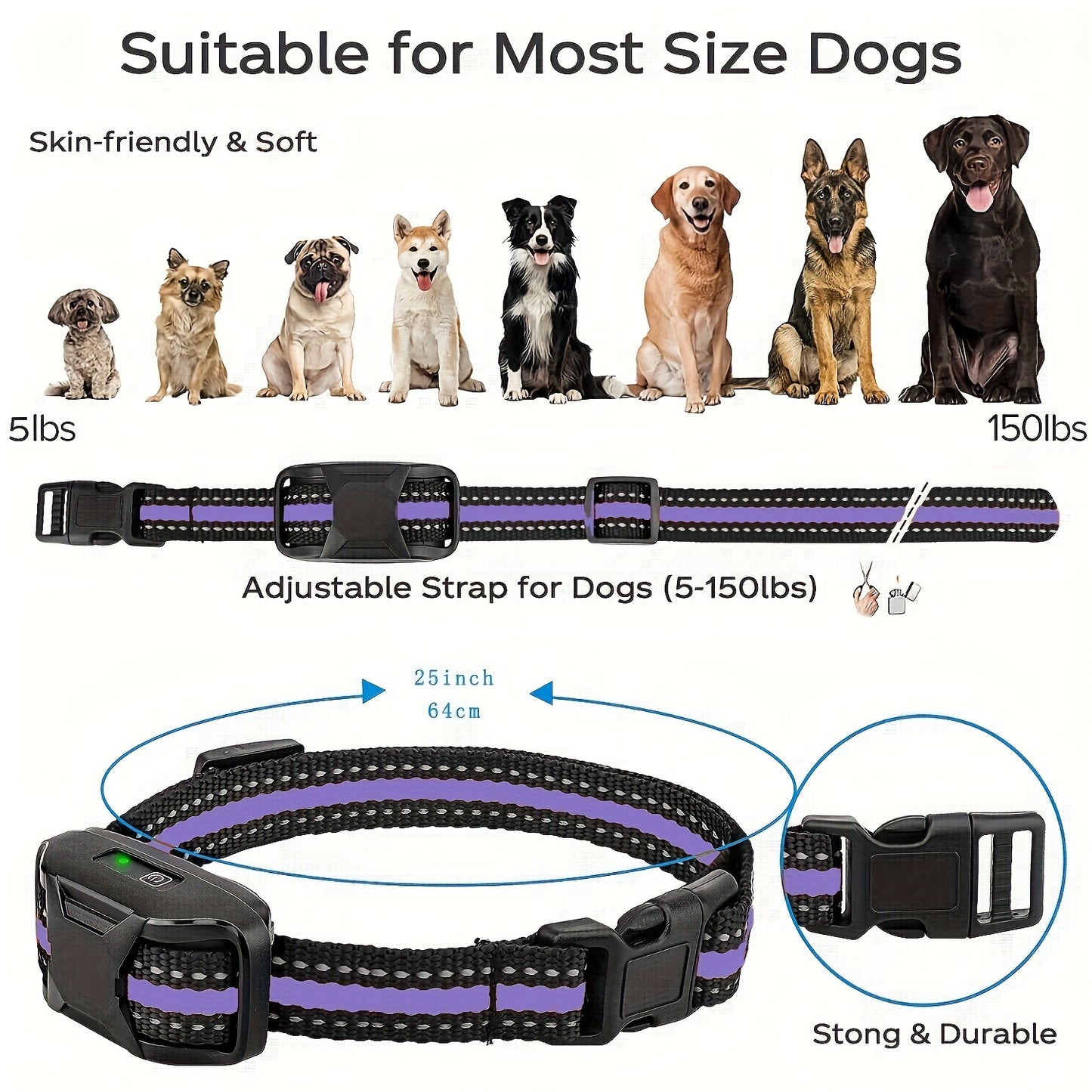 3300Ft Dog Training Collars With Remote, Adjustable Nylon Strap, Electric Shock, Vibration & Sound Modes, Rechargeable, 360ft Range, Waterproof, For Small To Large Dogs (5-150lbs) - Revitalize Mind Body