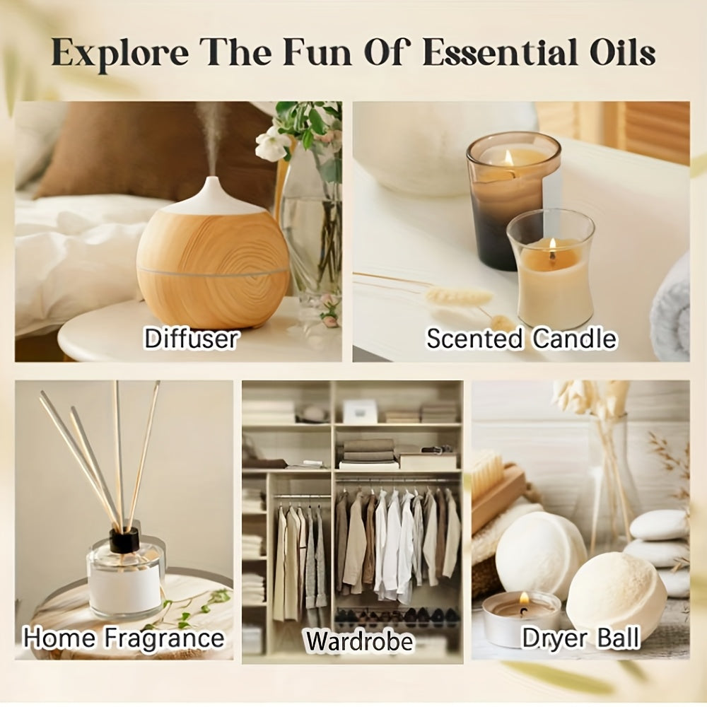 24pcs Fragrance Essential Oil Set - Essential Oils for Diffuser Oil, Aromatherapy, Candle Making - Premium Fragrance Diffuser Essential Oil Gift Set, Perfect for Parties - Revitalize Mind Body