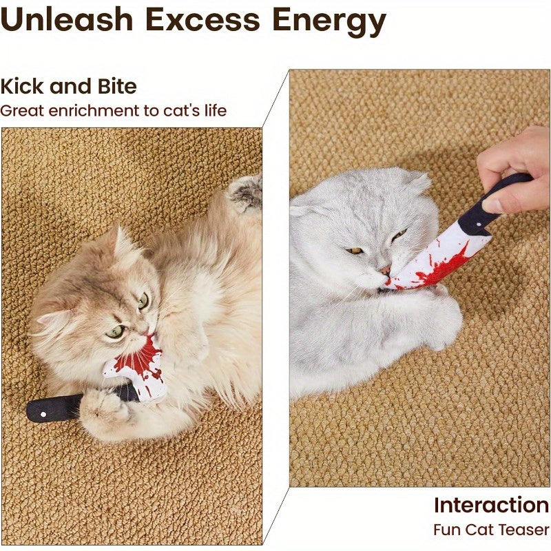 4pcs Cat Toys Horror KnifeShaped Kitten Crinkly Sound Toys Indoor Exercise for All Cat Breeds 6.5 Inches, Without Battery - Revitalize Mind Body