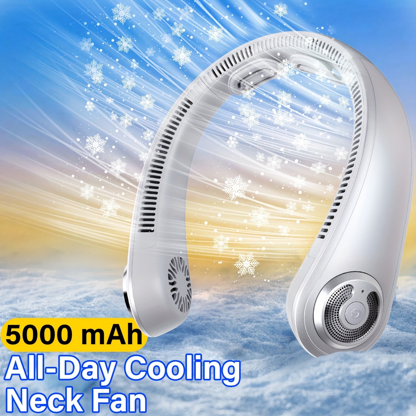 Neck Fan, Portable Personal Cooling Bladeless Sports Neck Fan, 5-Speed Wind Speed+omni-Directional Airflow + Anti-Slip Design, Ultra-Lightweight Body, Twistable Frame, Ultra-Low Noise, Suitable For Outdoor, Indoor, Travel And - Revitalize Mind Body