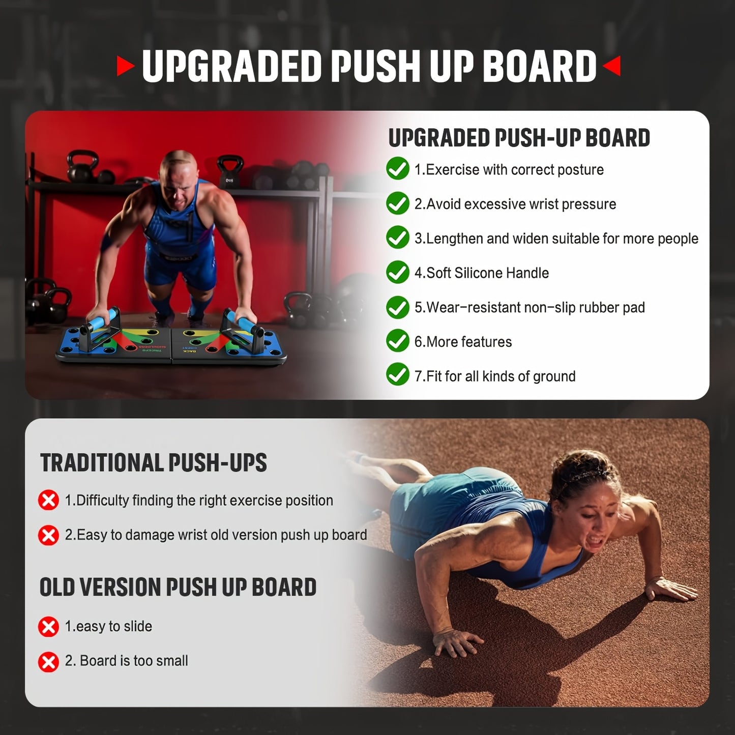 Revitalize Mind Body Foldable Push Up Board PVC Fitness