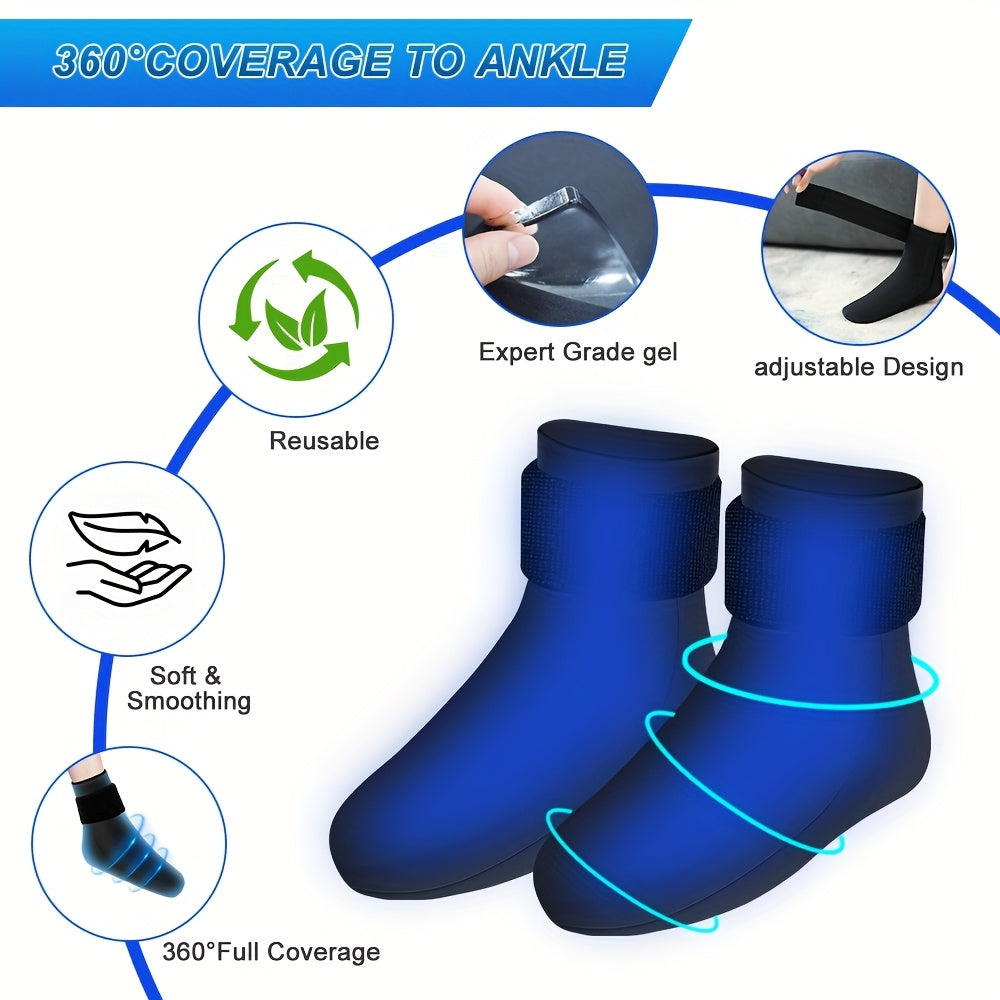 Reusable Gel Compression Ankle Socks - Adjustable, 360° Coverage, Soothing Lycra Ice Pack for Foot Support & Instant Comfort (1 Pair) - Revitalize Mind Body