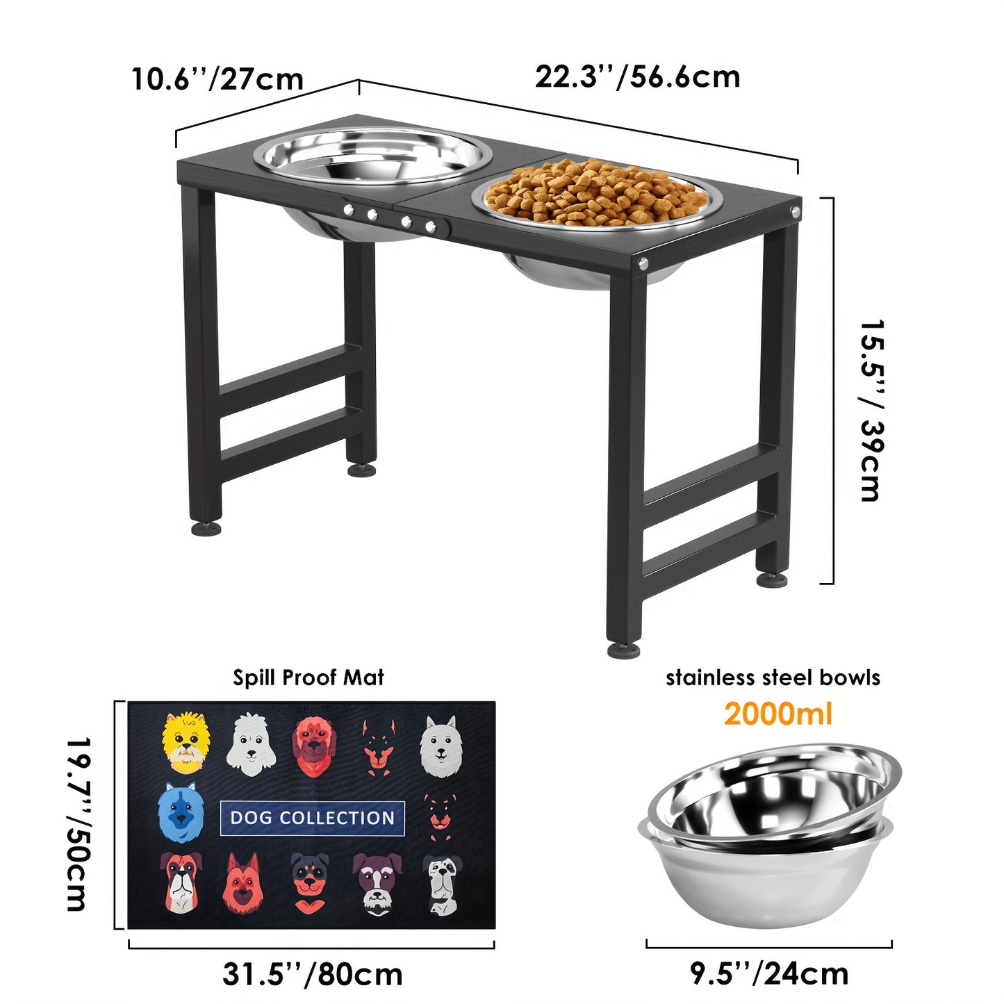 ADENGL Elevated Dog Bowl Stand For Large Dogs For Pets