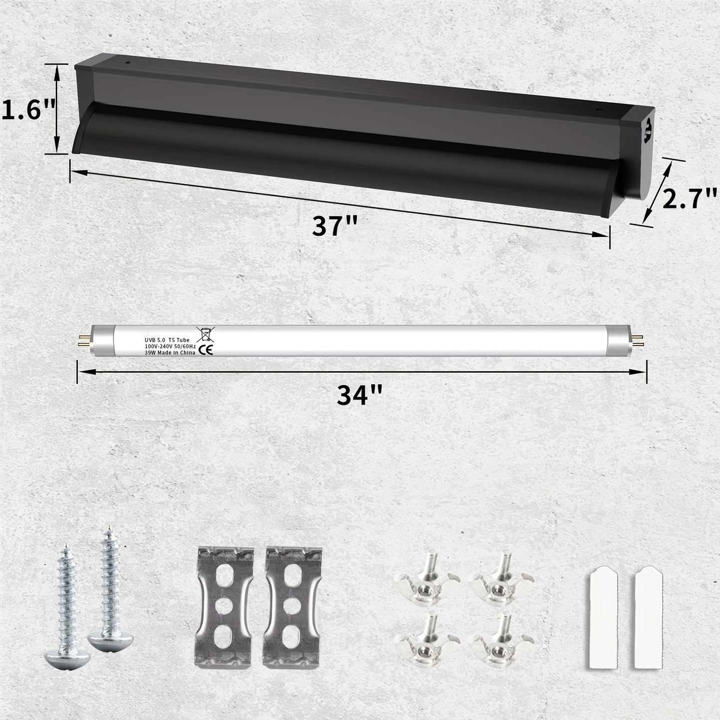 39W T5 UVB Reptile Light Kit ETL Certified With Reflector