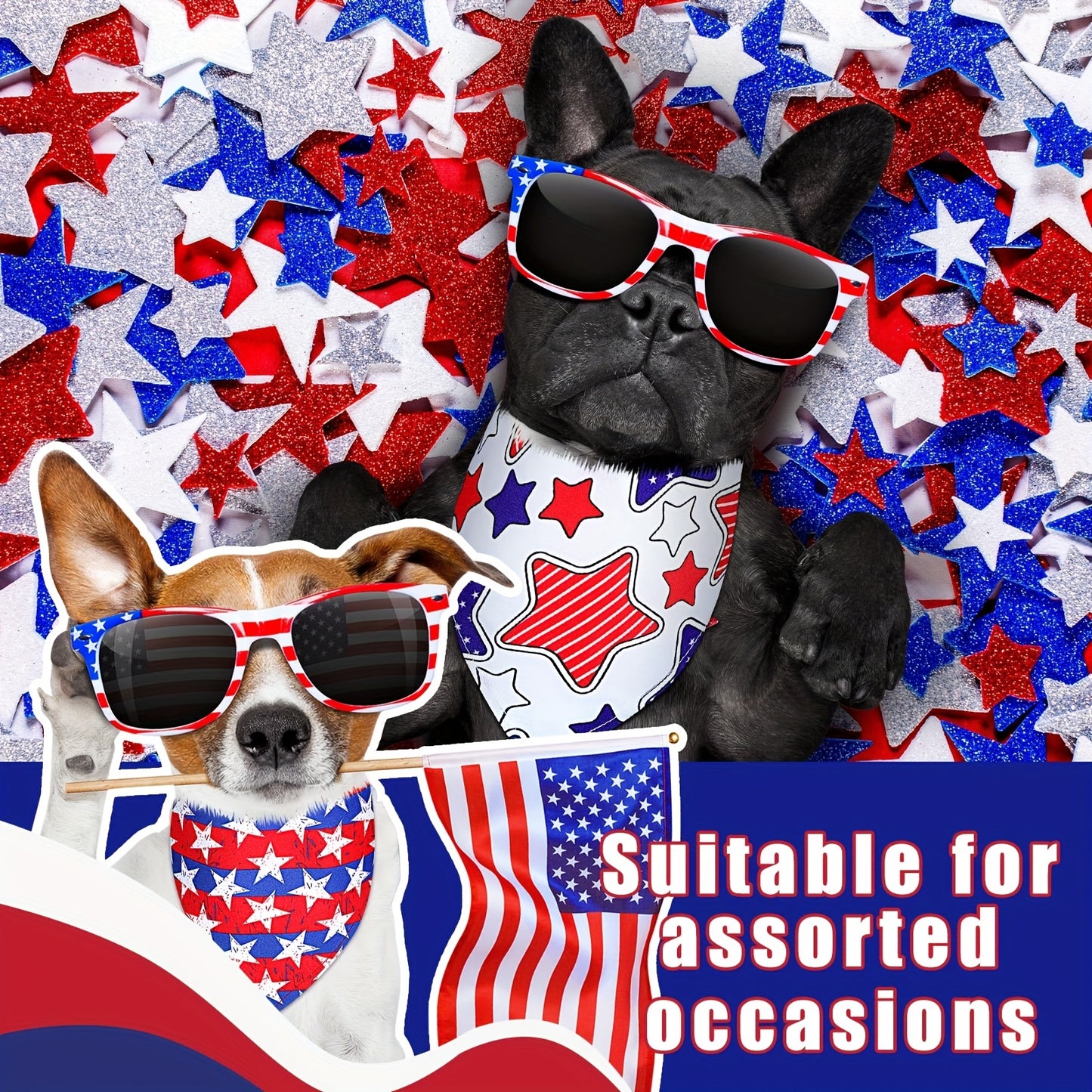 Patriotic Dog Bandanas Set for Celebrating Independence Day