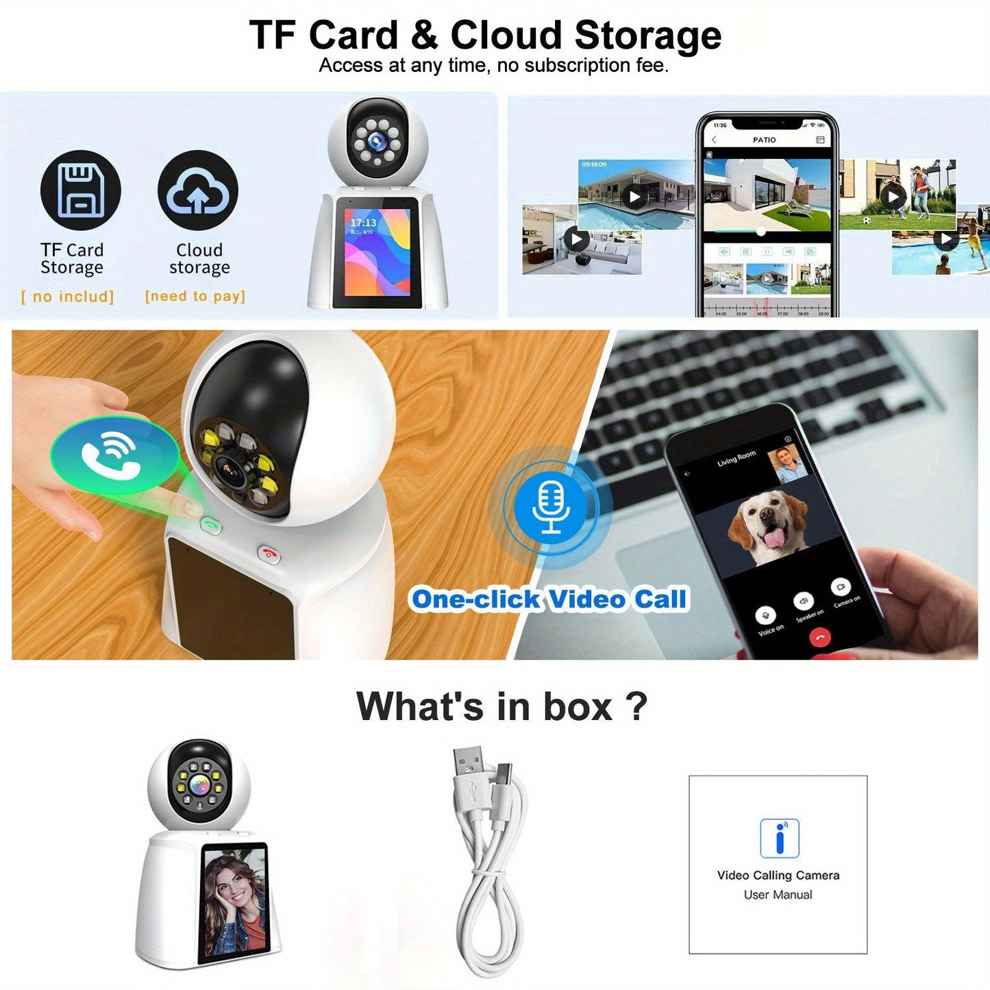 Pet Camera Smart Home Security With 2 Way Talk Indoor