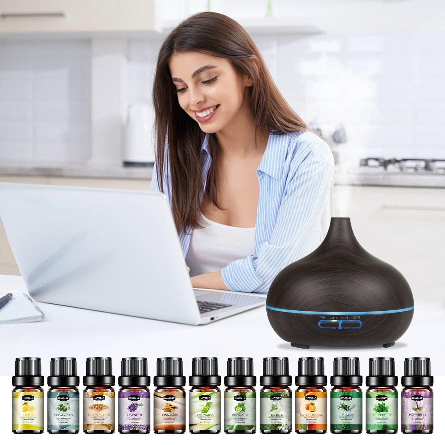 TOTATUIT Essential Oil Diffuser with Remote Control and Oils