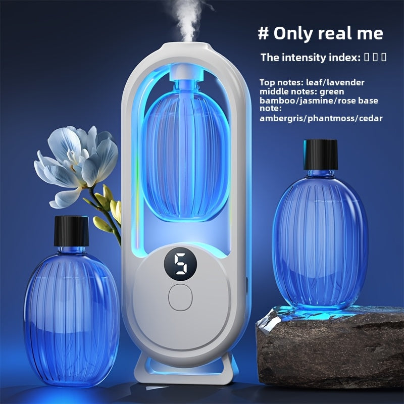 1pc Rechargeable Smart Aromatherapy Diffuser with Digital Display, Aromatherapy Humidifier,Cold Mist And Night Light - Great for Office, Bedroom, Bathroom, Includes 1 Or 3 Bottles of Essential Oils, Room Air Freshener - Revitalize Mind Body