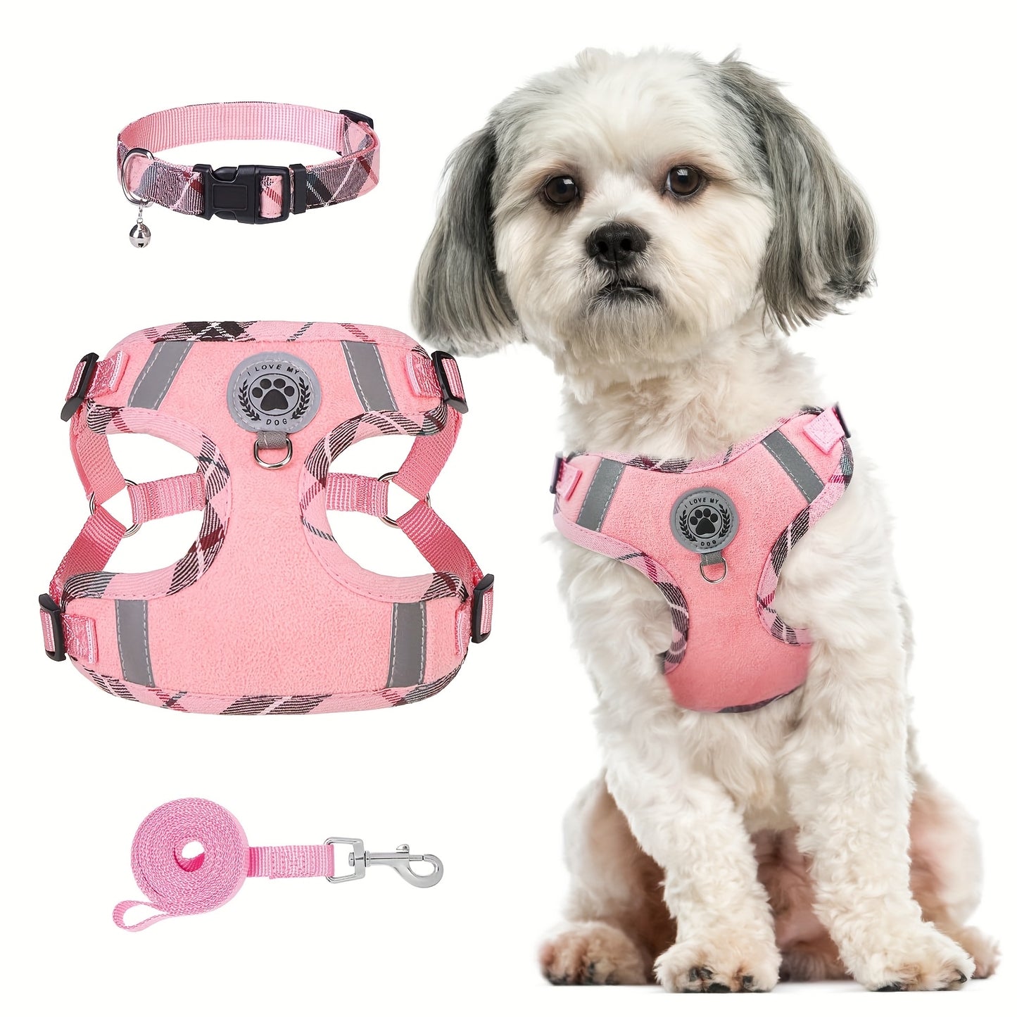 BEAUTYZOO No-Pull Dog Harness Collar And Leash Set