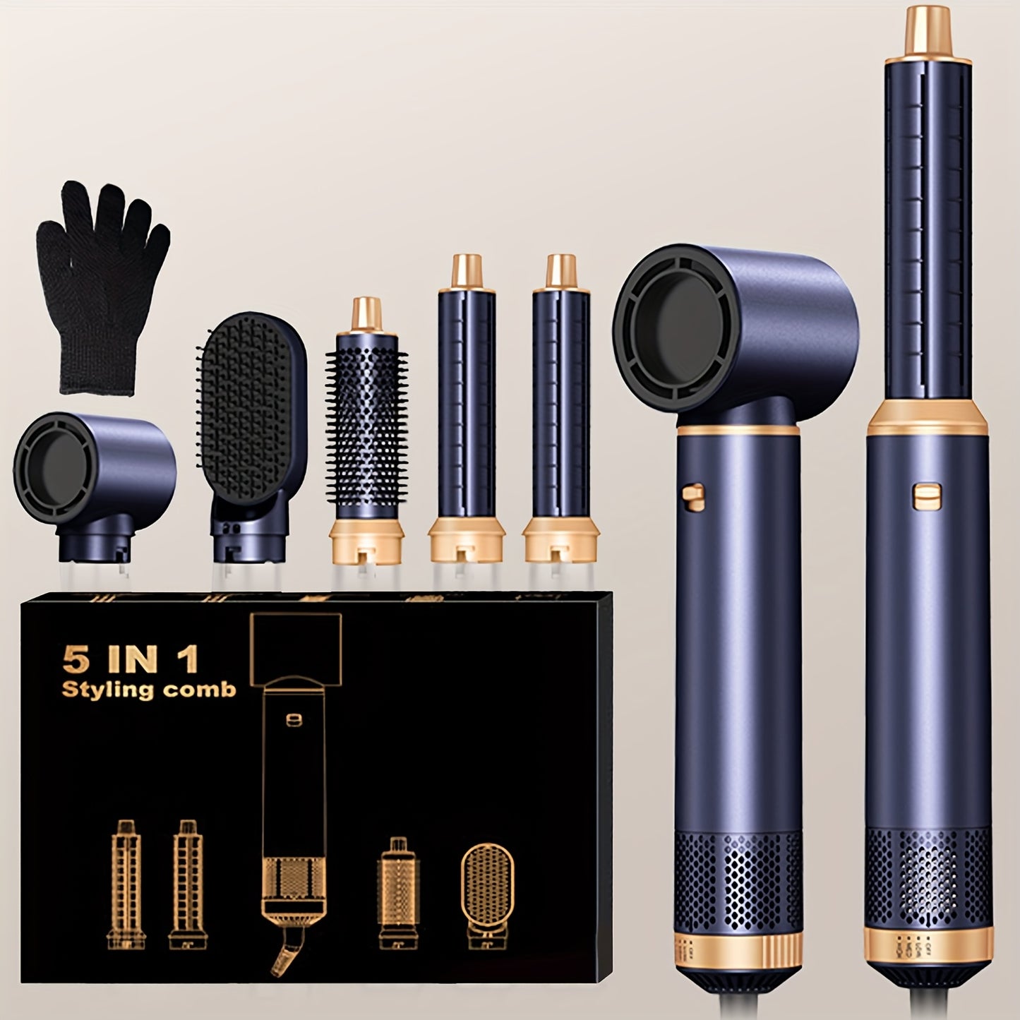 UKLISS 5-In-1 Hair Dryer Brush Styler Detachable Hot Air