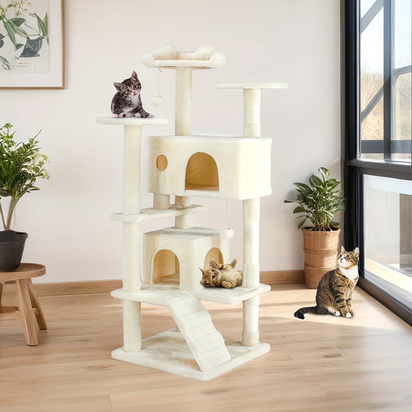 Sweetcrispy Multilevel Cat Tree Tower Indoor With Sisal Scratching Post