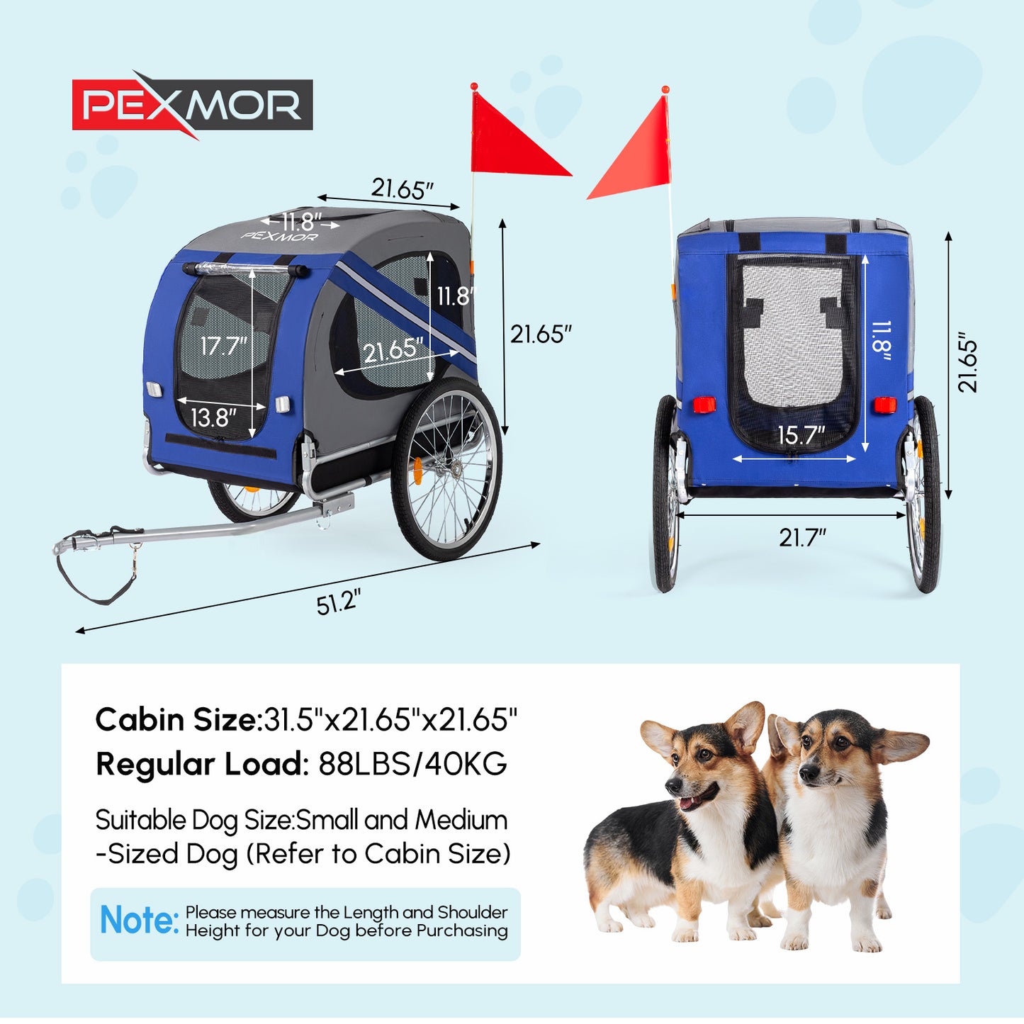 Folding Dog Bike Trailer Pet Cart for Bicycle w/Universal Hitch & 3 Entrances, Bike Wagon Cargo Carrier w/Quick Release 20" Wheels - Revitalize Mind Body