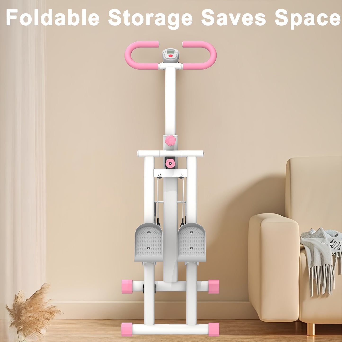 Compact Folding Vertical Climber Machine - Stair Stepper For Home Gym Exercise - Adjustable Handlebar & Pedals, Extended Step Range For Full-Body Workout - Revitalize Mind Body