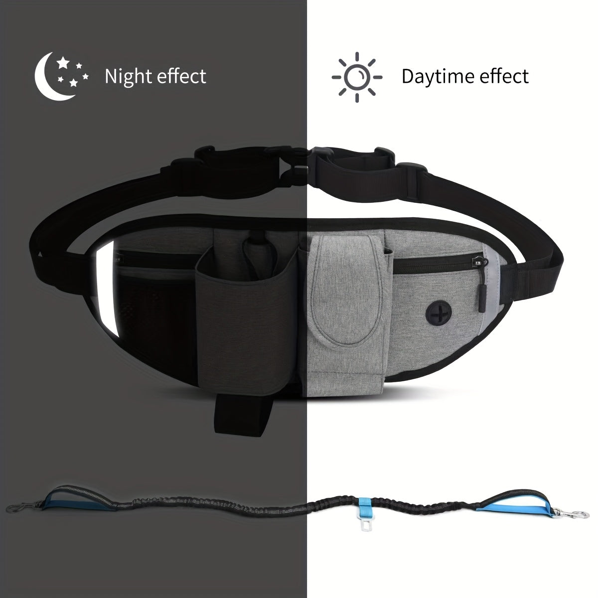 A Retractable Dog Leash with a Waist Bag, Convenient for Walking Dogs, Featuring a Hands-Free Design And an Adjustable Belt, Suitable for Running And Training. - Revitalize Mind Body