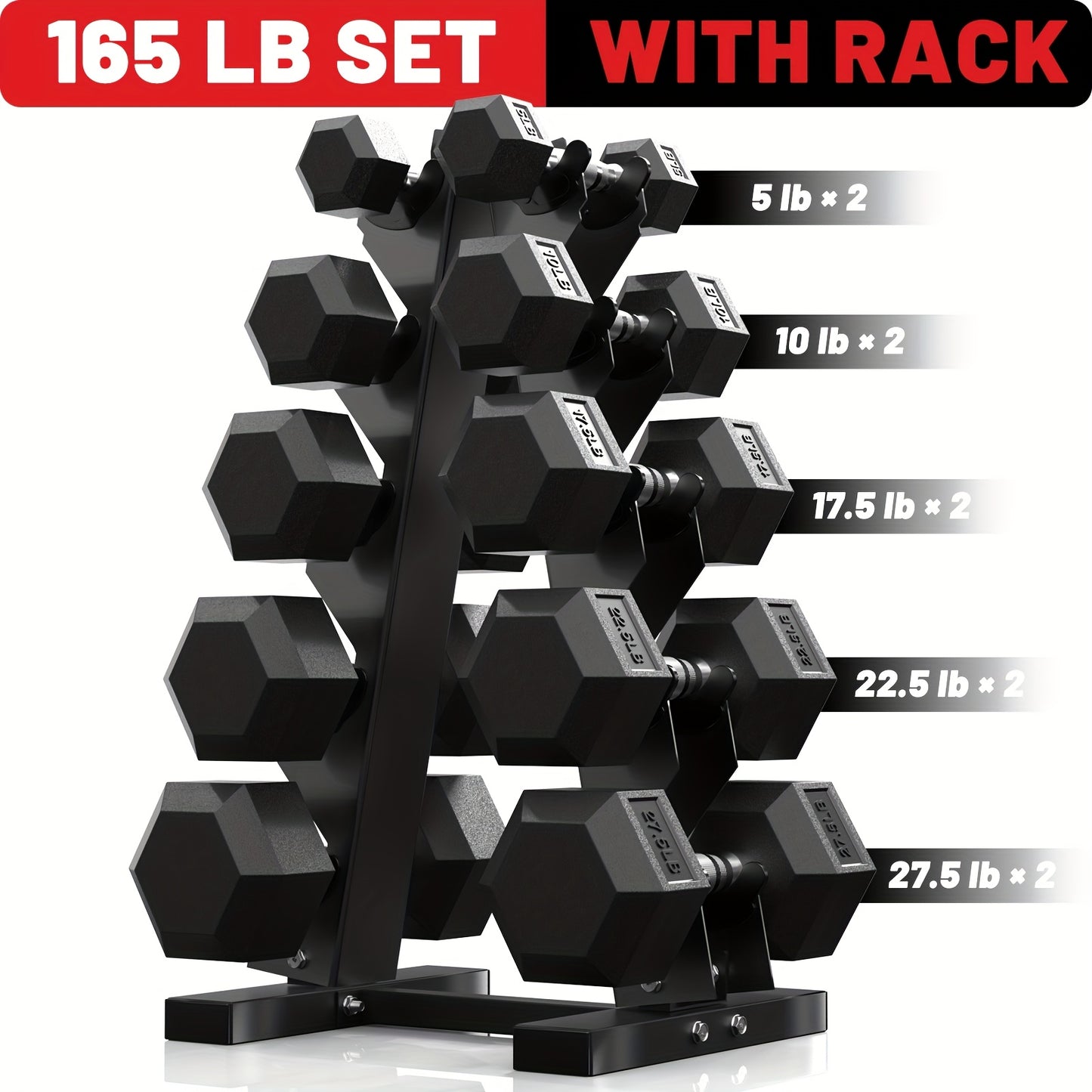 PAPABABE Dumbbell Set with Rack for Home Gym