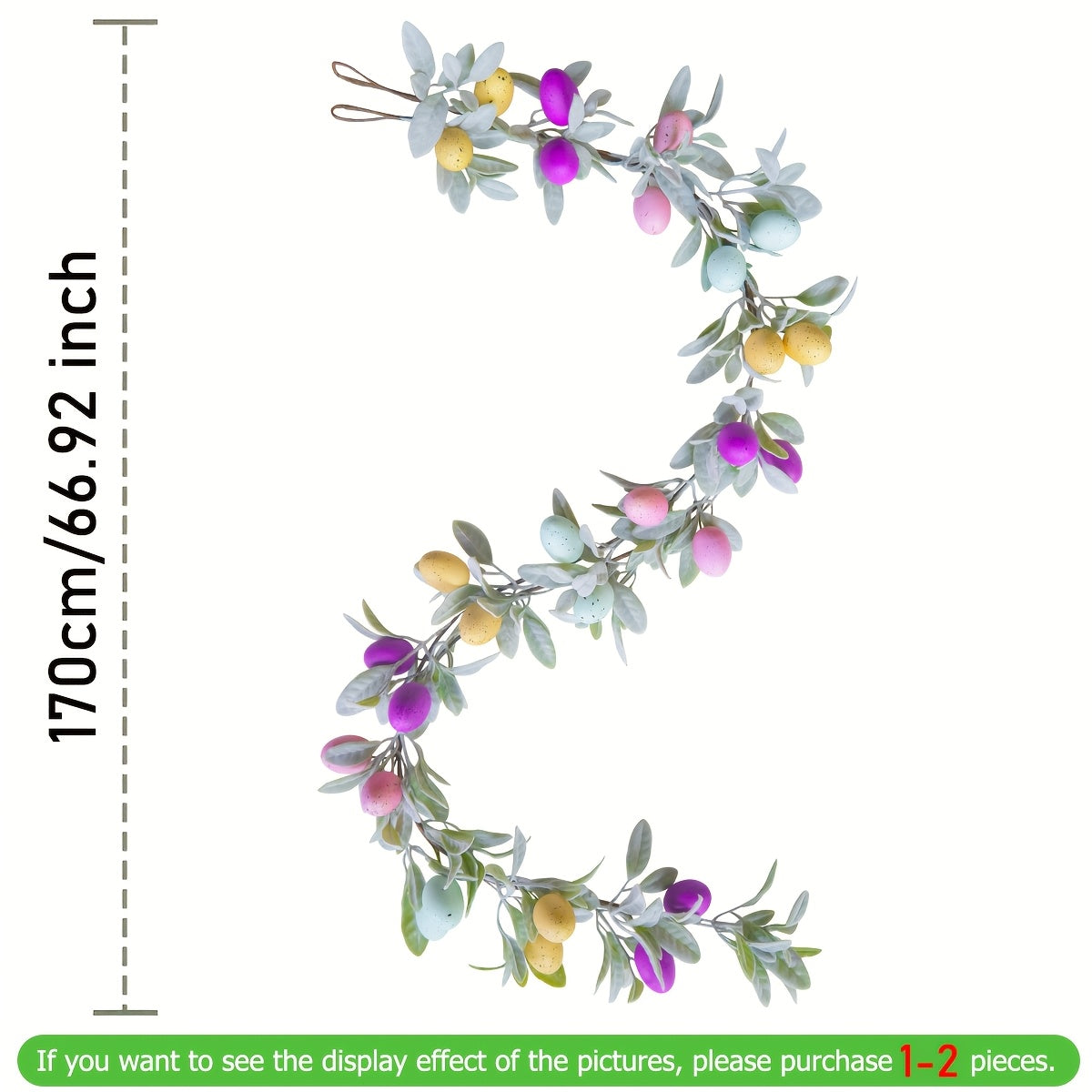 Easter Egg Garland With Nordic Lambs Ear Leaves Spring Eggs