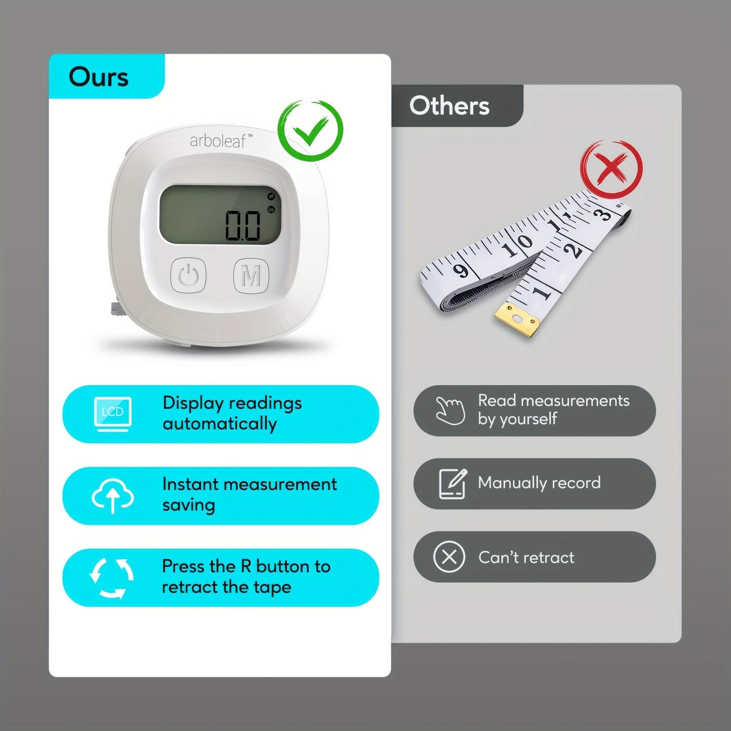 Arboleaf Smart Electric Tape Measure for Fitness Tracking