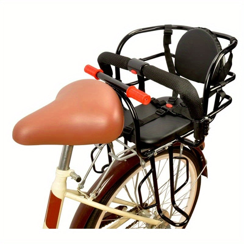 Safety-Certified Rear Mount Child Bike Seat for Kids 1-7 Years & Up to 100 lbs - Adjustable Removable Handrails, Steel Frame, Breathable Cushion & Footrests - Easy Install on Adult, Mountain & Electric Bikes (Black), Bicycle - Revitalize Mind Body