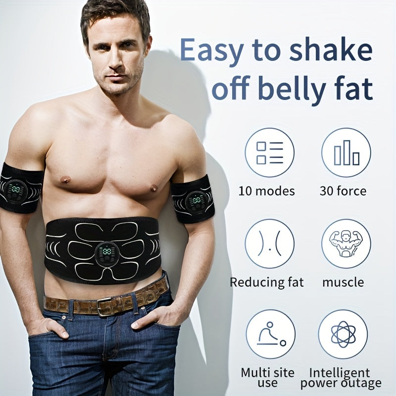 EMS Fitness Belt Three Piece Set, Thickened Fitness Belt, Home Fitness Equipment, Muscle Stimulator, Abdominal Muscle Shaping Belt, Arm, Abdominal, And Thigh Muscle Relaxation And Body Shaping, Valentine's Day Gift - Revitalize Mind Body