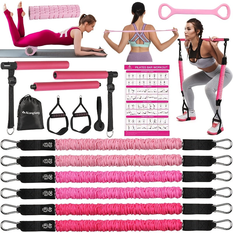 Pilates Bar Kit With Resistance Bands 20 To 240 LBS