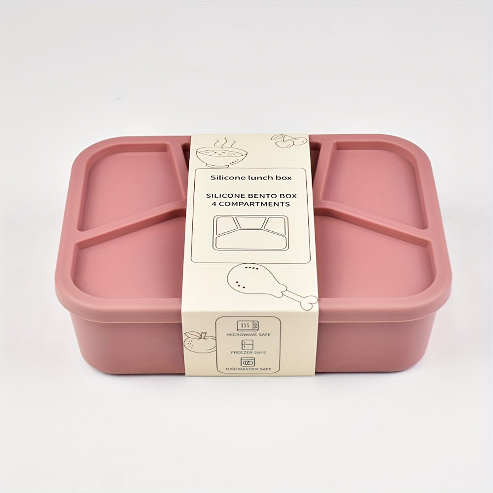 Premium Minimalist Silicone Lunch Box With Four Compartments Microwave Safe - Revitalize Mind Body