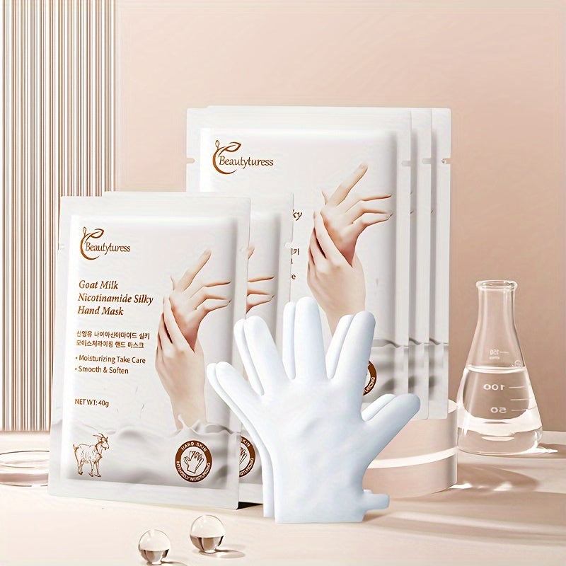 Goat Milk & Nicotinamide Hand Masks - 20 Pairs, Hypoallergenic, Moisturizing, Glycerin-Infused, Unscented, for Smooth & Soft Hands - Revitalize Mind Body