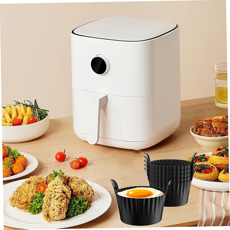 3pcs Black Silicone Air Fryer Baking Ramekins - Non-Stick, Food-Grade, Heat-Resistant Oven & Air Fryer Safe - Ideal for Eggs, Cupcakes, Muffins, Puddings, Tarts, Custards - Healthy Cooking Essentials, Air Fryer Accessories, K - Revitalize Mind Body