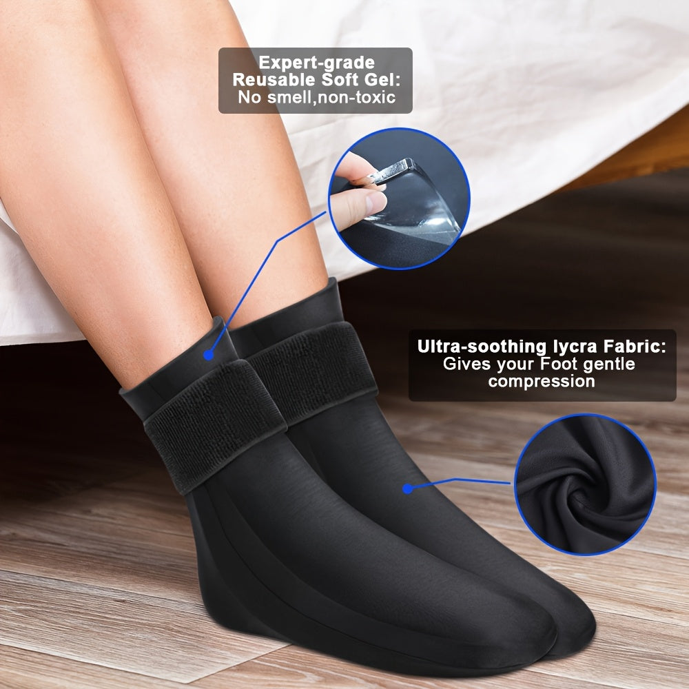 Reusable Gel Compression Ankle Socks - Adjustable, 360° Coverage, Soothing Lycra Ice Pack for Foot Support & Instant Comfort (1 Pair) - Revitalize Mind Body