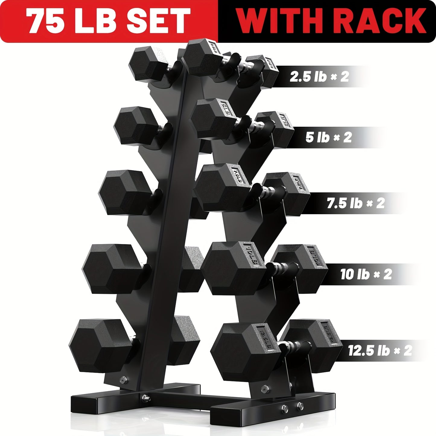 PAPABABE Dumbbell Set with Rack for Home Gym